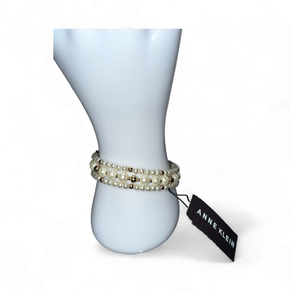 NWT! Anne Klein Faux Pearl & Gold-Tone Cuff Bracelet - Picture 3 of 4